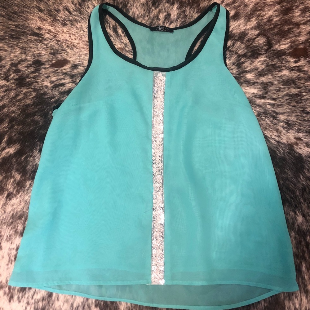 Cute turquoise tank w/ bling front!